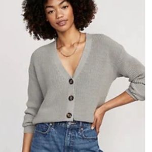 Old Navy Shaker-stitch cardigan in gray, size M, excellent condition